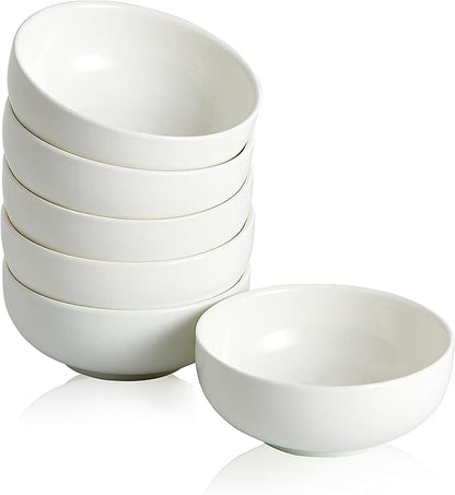 Ceramic Pinch Bowls,2.7 oz Mini Prep Dip Bowl Set,Small Dipping Salsa Charcuterie Soy Sauce Side Dish for Sushi,Set of 6 (White)