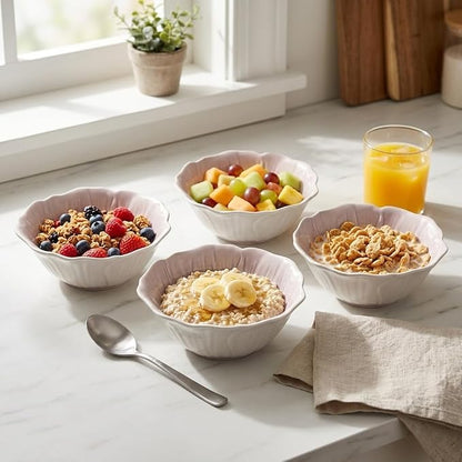 KOOV 24oz Deep Cereal Bowls Set of 4, Vintage Hand-Painted Porcelain Soup Bowls - Image 4