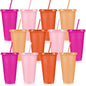 Skylety 12 Pcs Pink Orange Plastic Cups by Skylety