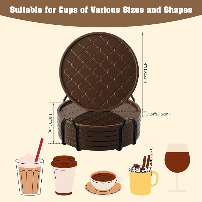 Coasters Set of 6, Hot or Cold Drink Coasters - Image 4