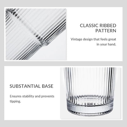 Glass Cups with Lids and Straws, 20oz Ribbed Glass Tumbler - Image 5