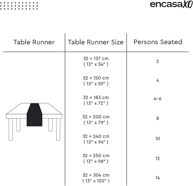 Encasa XO Table Runner, Yarn Dyed Ribbed Cotton 13"x120" | Ladder Black - Image 7