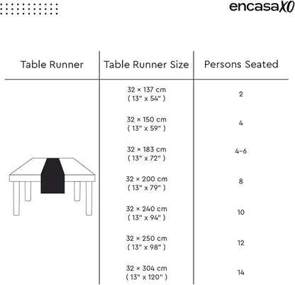 Encasa XO Table Runner, Yarn Dyed Ribbed Cotton 13"x120" | Ladder Black - Image 7