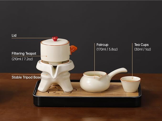 Japanese tea set with Infuser Semi Automatic Tea Set Magic Teapot with 6 cups - Image 5