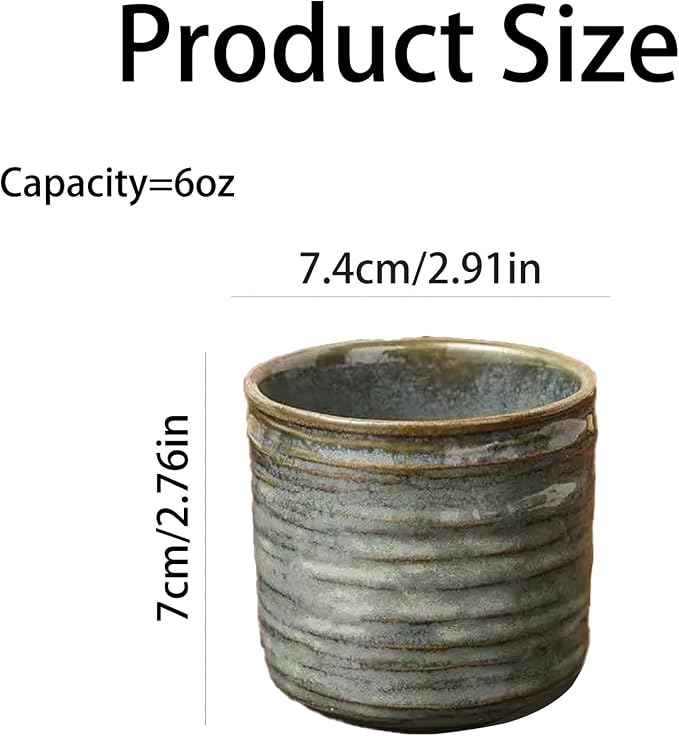 Vintage Ceramic Mug, Japanese Tea Cup 6oz Cup No Handle Drinking Cup - Image 6