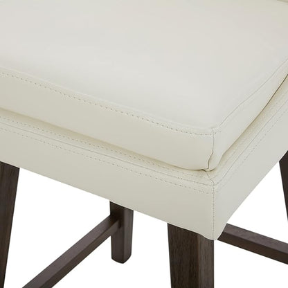 CHITA Counter Height Swivel Bar Stools Set of 4, FSC Certified Upholstered Faux Leather Barstool Chairs with Back, 26.8" H Seat Height, PU Leather in Pure White