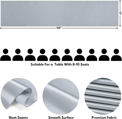 Silver Satin Table Runner, 12x108 Inches, 2 Pack | Premium Satin, Smooth - Image 2