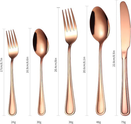 20 Pieces Rose Gold Flatware Set - Image 2