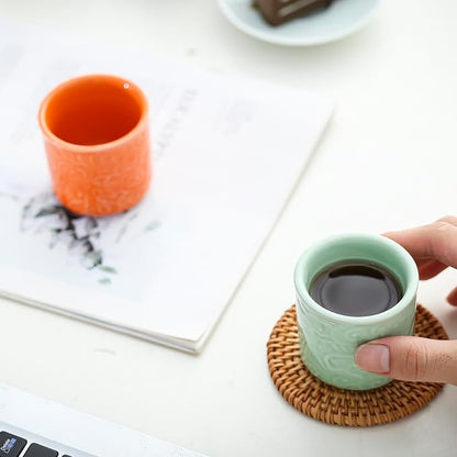 Ceramic Espresso Cups Set of 2-3oz Demitasse Cups - Image 3