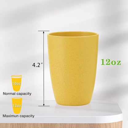 Mfacoy Wheat Straw Cups Set of 6, 12 oz Unbreakable Drinking, Stackable Tumbler - Image 7