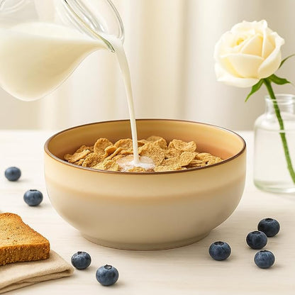 Stoneware Ceramic Cereal Bowls Set of 4, 21 oz | Lead-Free, Cadmium-Free | - Image 8