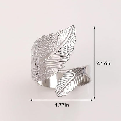 Silver Napkin Rings Set of 50, Metal Leaf Napkin Ring Silver Cloth Holders Bulk - Image 7