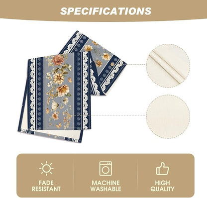 Artoid Mode 210 GSM Fall Table Runner 13x72 Inch Home Party Decor | Blue - Image 5