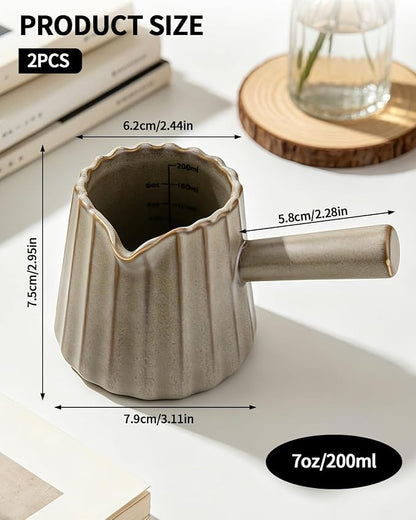 2 Pack Ceramic Espresso Cups, 6oz Dark Brown Espresso Shot Glasses, V-Shaped - Image 2