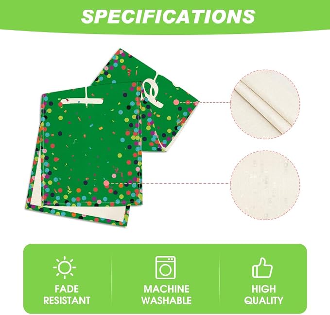 Artoid Mode Polka Dot Green Happy Birthday Table Runner, Seasonal Christmas - Image 5