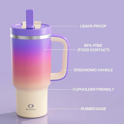32 oz Tumbler with Handle and Straw: Stainless Steel Insulated Tumbler Keeps - Image 3