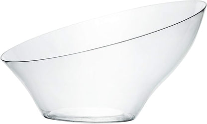 PLASTICPRO Disposable Angled Plastic Bowls Round Large Serving Bowl, Elegant for Party's, Snack, or Salad Bowl, Clear Pack of 4