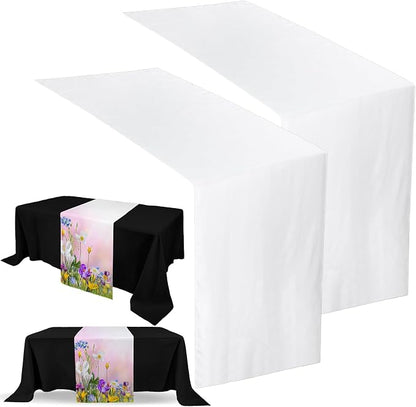 2 Pcs Sublimation Table Runners Blanks 13 x 72 Inch Polyester White Table by Breling
