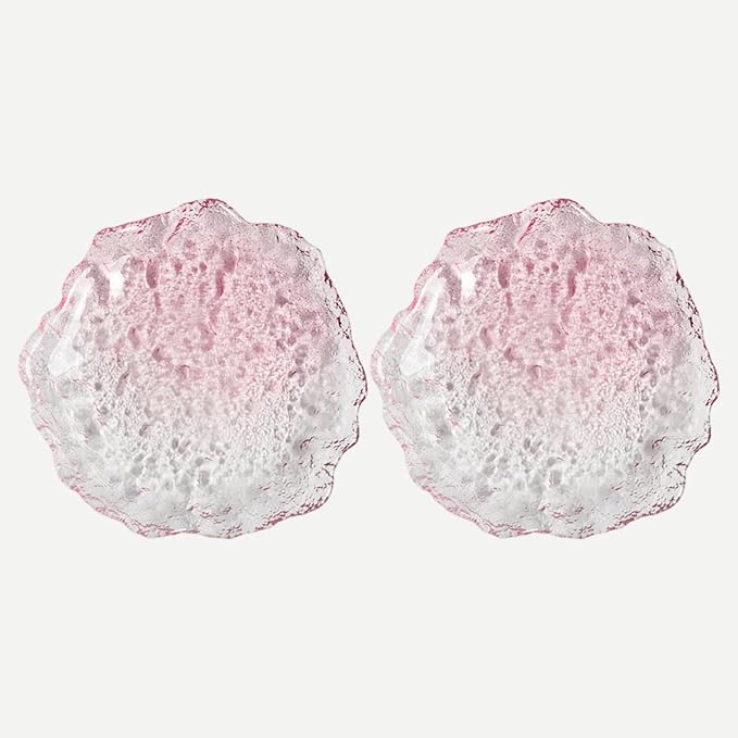 Lead-Free Crystal Glass Irregular Plate Coasters, Gradient Pink, 14.5cm by Boxonly