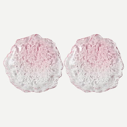 Lead-Free Crystal Glass Irregular Plate Coasters, Gradient Pink, 14.5cm by Boxonly