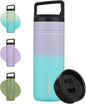 BJPKPK Insulated Water Bottle with 2 Lids,20 oz Double Wall Stainless Steel Vacuum Tumbler Travel Coffee Mug,Wide Mouth Thermal Cup,Lavender Green