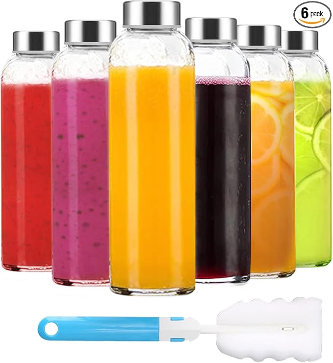 Luxfuel Glass Water Bottles 18 oz, Reusable Glass Bottles by Luxfuel