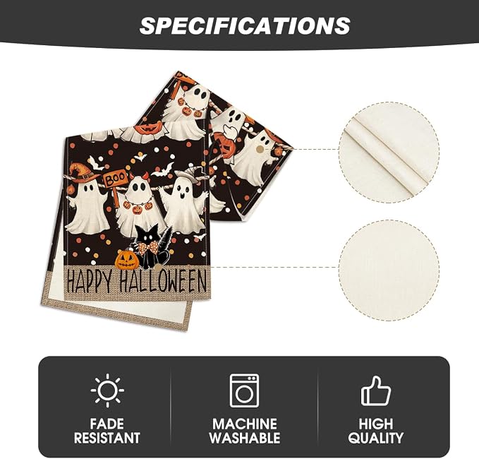 Artoid Mode 210 GSM Halloween Table Runner 13x36 Inch Home Party Decor | Ghost - Image 5