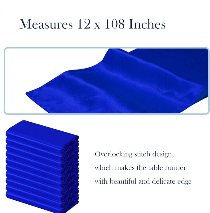 Satin Royal Blue Table Runners 10 Pack - Image 3