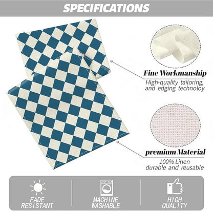 Blue White Diamond Table Runner, Tea Themed Party Decoration | Long Checkered - Image 2