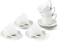 12 Pieces 6 oz Tea Cup and Saucer Set, Cappuccino Latte Americano Coffee Cup by fMBB