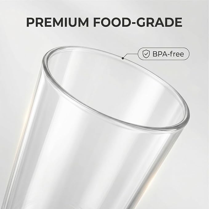 Clear Plastic Reusable Drinking Glasses set 6, 18oz Iced Tea Cups | BPA Free - Image 3