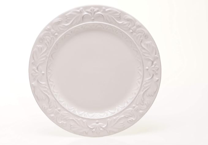 Firenze Ivory Set of 4 Ceramic Dinner Plates – Elegant Embossed 11.5" Plates - Image 2