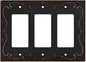 French Cabriole Decorative Wall Plate Switch Plate Outlet Cover (Triple Decorator, Aged Bronze)