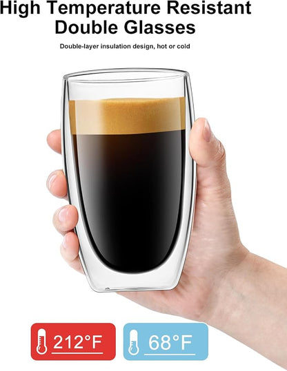 LUXU Glasses Double Walled Glasses Coffee Mugs, 16 Oz Set of 4 | Premium Coffee - Image 6