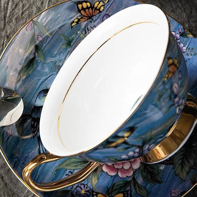 Bone China Cup& Saucer Set, 6.8oz- Birds& Trees - Image 6