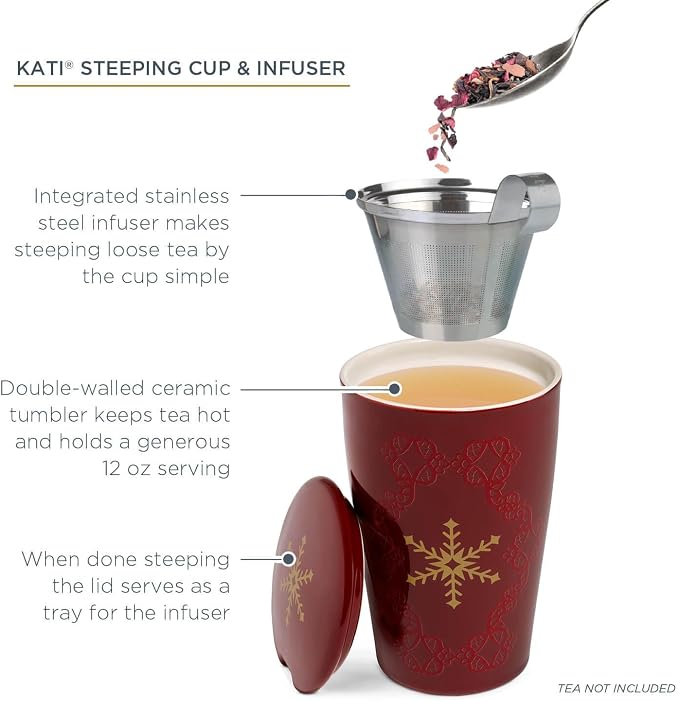 Tea Forte Double-Walled Ceramic Kati Cup, Warming Joy, 12 oz | Insulated Ceramic - Image 3