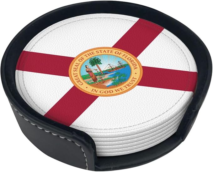 6 Pack Florida State Flag Leather Coaster - Image 2