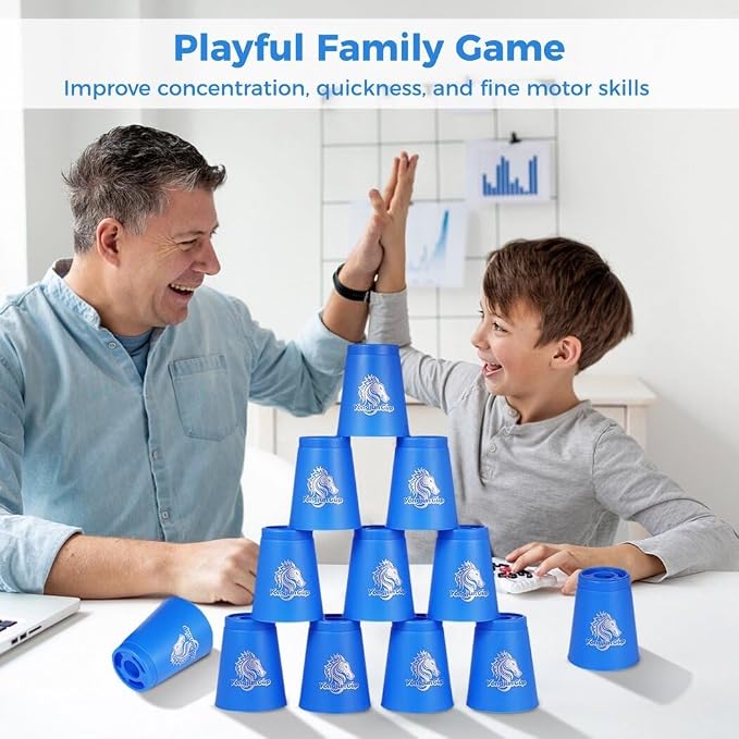 yeesport 24 Sport Stacking Cups Blue/Green Training Game - Image 4