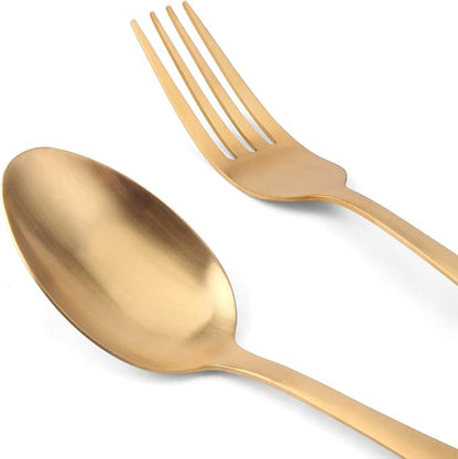 Matte Gold Silverware Set, 20-Piece Stainless Steel Flatware set, Tableware - Image 4