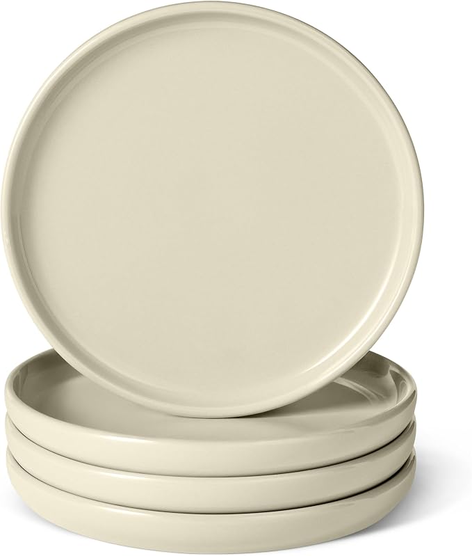 Amazon Basics Glazed Stoneware Salad Plates, Ceramic 4-Piece Set, Dishwasher by AmazonBasics