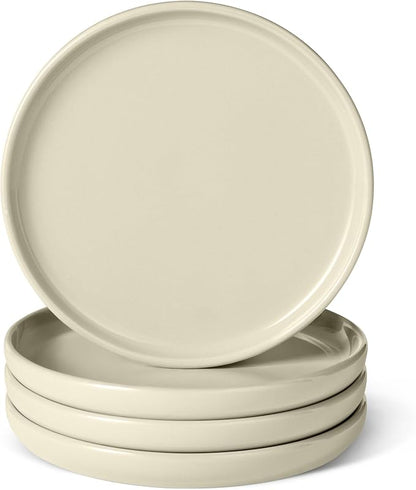 Amazon Basics Glazed Stoneware Salad Plates, Ceramic 4-Piece Set, Dishwasher by AmazonBasics