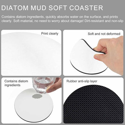 White Coasters Set of 4, Modern Minimalist Pure Soild Color Soft Absorbent - Image 9