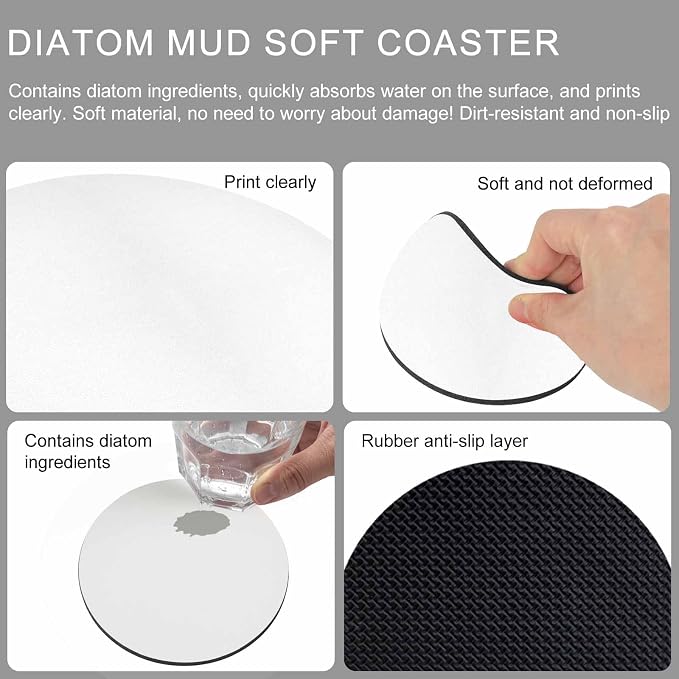White Coasters Set of 2, Modern Minimalist Pure Soild Color Soft Absorbent - Image 9