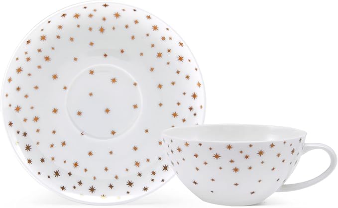 Mikasa Millie Gold Metallic Set of 4 Tea Cups and Saucers, 8 Ounce - Image 2