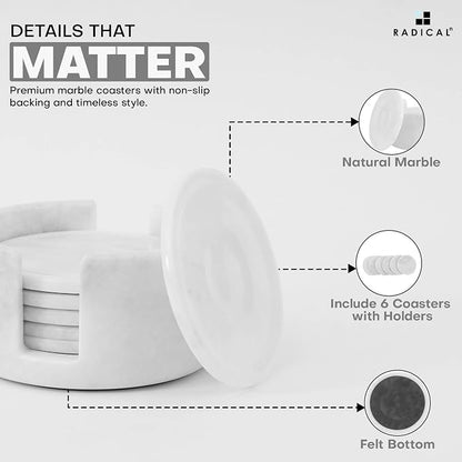 Radicaln Round Marble Coasters Set of 6 - Image 5