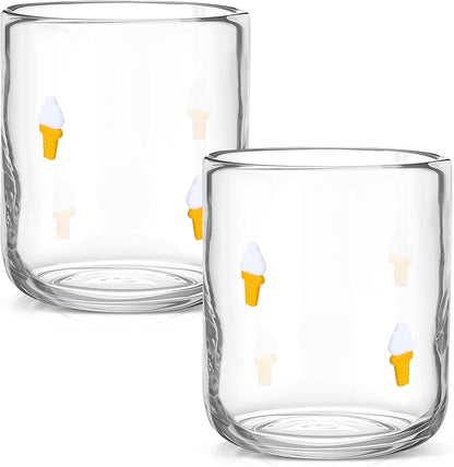 SiliFine 2 Pcs Ice Cream Icon Juice Glasses - 14oz Summer Ice Cream Stemless - Image 2