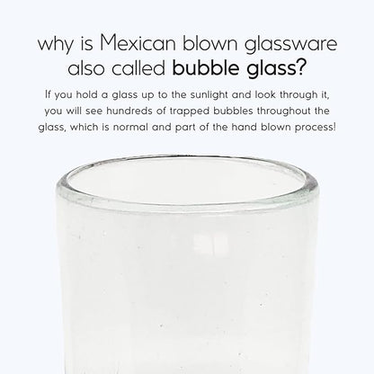 Clear 20 oz Tall Iced Tea Glasses (set of 6), Hand Blown Mexican Glassware, Recycled Glass Drinking Glasses, Lead-Free, Cocktail Margarita Glasses, Wine Glasses, Shot Glasses, Whiskey Glasses (IceTea)
