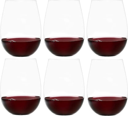 Improved Design of Our 2017 New York Times Best Stemless Glass – Set of 6 European-Made Stemless Wine Glasses, Reinforced Base for Added Stability & Premium Feel, Dishwasher-Safe, Lead-Free, 17 oz.