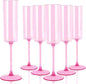 YOUBET 24Pack Pink Plastic Champagne Flutes 6 oz | Clear Pink Champagne by YOUBET