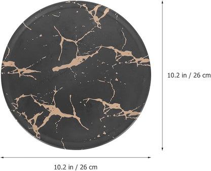 VALICLUD Creative Marble Pattern Steak Plate 10.2-inch round Imitation Porcelain Western Dinnerware Snack Dessert Tray for Household Dining and Entertaining